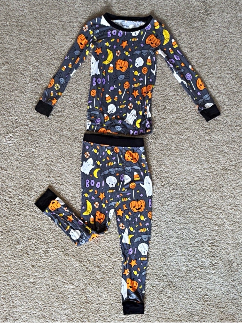 Little Sleepies Halloween Pajama Set - Gray with Orange, White & Purple Accents